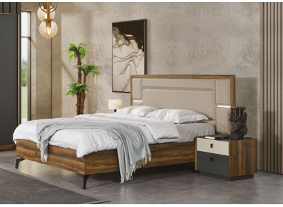 Set camera da letto Letto Comodino 3 pezzi Mobili di design Letti di lusso Completo