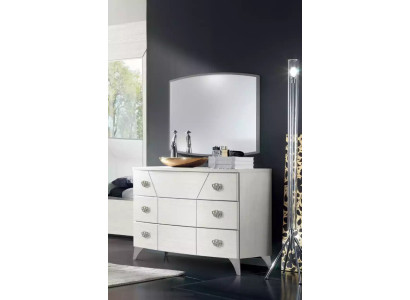 Set camera da letto comò specchio lusso completo bianco credenza 2 pezzi