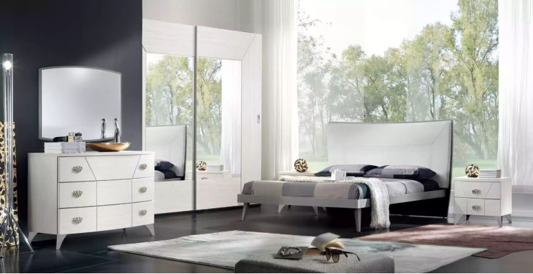 Set camera da letto comò specchio lusso completo bianco credenza 2 pezzi