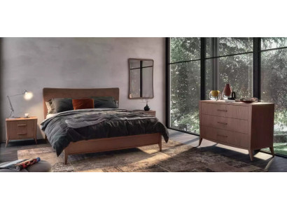 Set da camera da letto Letto di lusso 2 comodini Design nuovo marrone 3 pezzi Moderno