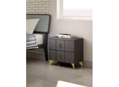 Camera da letto Set Letto di lusso 2 comodini Design grigio 3 pezzi Comò
