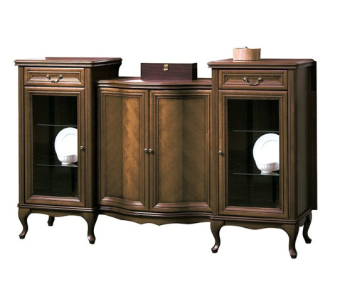 Classica credenza XXL stile antico in legno sideboard cassettiera vetrina