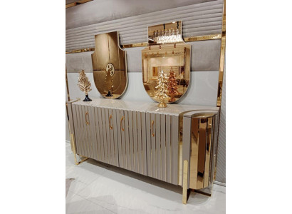 Comò con 2 specchi in legno mobili credenza mobili di lusso mobili moderni 3 pezzi Nuovo