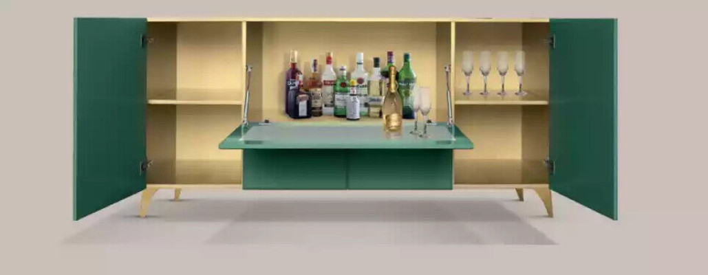 Mobiletto di lusso nuovo, Console verde Sideboards moderni per il soggiorno, Comò in legno.