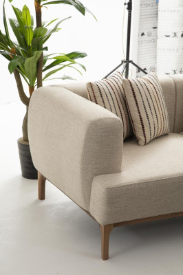 Divano a tre posti 3 posti Beige Tessuto Moderno Soggiorno di lusso Nuovo
