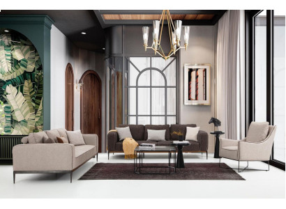 Sofà 2 posti divano Beige Set divani poltrone moderno