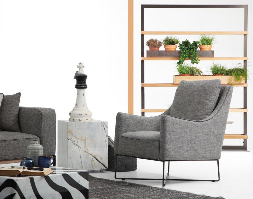 Completo set di divani Divano 3 posti 2 posti Poltrona Set in tessuto Grigio