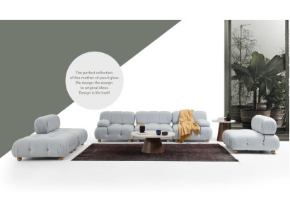 Completo set di divani Composizione divano 3-2-1 posti moderno in tessuto grigio.