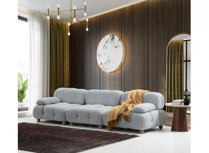 Completo set di divani Composizione divano 3-2-1 posti moderno in tessuto grigio.