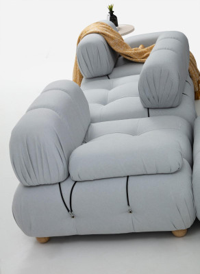 Completo set di divani Composizione divano 3-2-1 posti moderno in tessuto grigio.