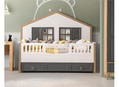 Telaio letto. Letto per bambini perfetto. Strutture letto per camera dei bambini. Legno grigio.