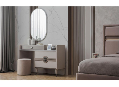 Gruppo tavolo da trucco tavolo da toeletta specchio consolle grigio set di 3 pezzi