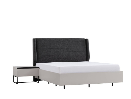 Set da camera da letto con letto matrimoniale, comodini in legno bianco 7 pezzi.