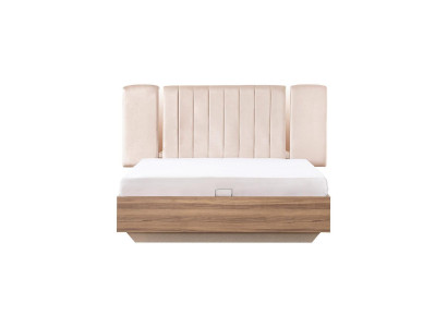 Telaio letto Letto Letto matrimoniale con contenitore Beige Stoffa Lusso Moderno