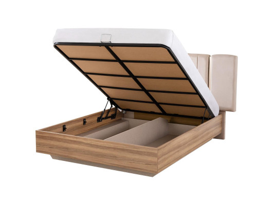 Telaio letto Letto Letto matrimoniale con contenitore Beige Stoffa Lusso Moderno