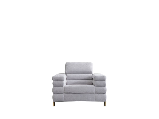 Sedia moderna grigia imbottita monoposto per arredamento soggiorno.