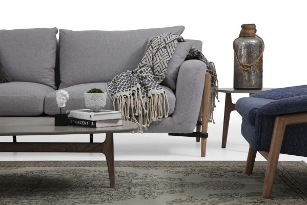 Sofà 4 posti poltrona quattro posti in tessuto grigio design moderno