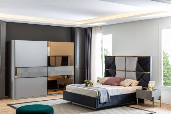 Camera da letto moderna set designer letto 2 comodini armadio