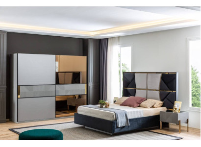 Camera da letto moderna set designer letto 2 comodini armadio