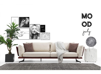 Divano a 4 posti in stoffa beige design moderno lussuoso per soggiorno.