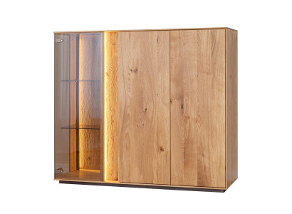 Marrone chiaro vetrina design sala da pranzo credenza in legno armadietto a LED.