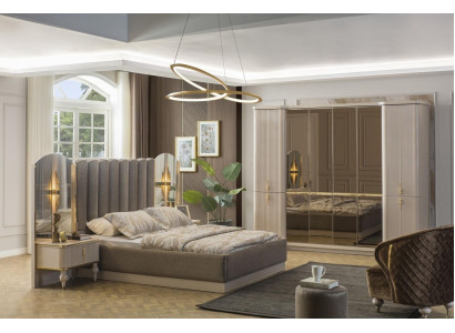 Camera da letto di lusso Letto matrimoniale di design Armadio comodini