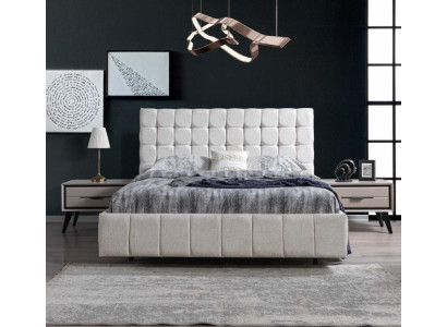 Set da camera da letto esclusivo Letto matrimoniale bianco di lusso 2 comodini in legno Set da camera da letto esclusivo Letto matrimoniale bianco di lusso 2 comodini in legno