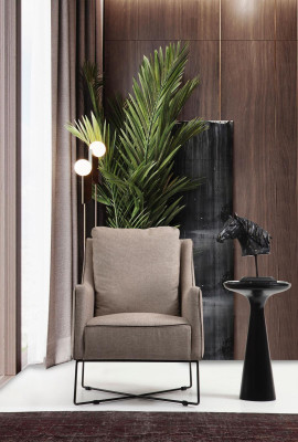 Sofà a due posti poltrona in tessuto grigio design moderno