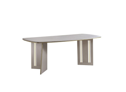 Tavolo da pranzo beige Mobili in legno moderni Tavolo ovale a metà Designer Tavolo da pranzo  Tavolo da pranzo beige Mobili in legno moderni Tavolo ovale a metà Designer Tavolo da pranzo