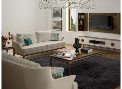 Sofà moderno completo con 2 posti a tre posti in tessuto bianco, design per soggiorno, divani.