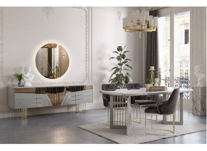 Gruppo da pranzo Moderno set da sala da pranzo Tavolo da pranzo 4 sedie Set credenza