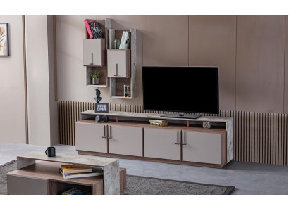 Mobile TV, armadi a muro, credenza, mobile TV, grigio, soggiorno, legno