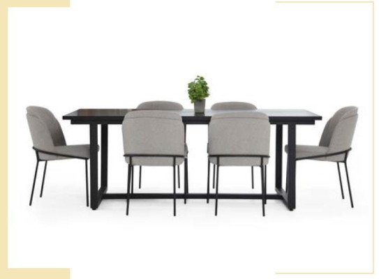 Angolo pranzo Set da pranzo Sala da pranzo Tavolo Sedie 7 pezzi Legno Grigio Set Nuovo