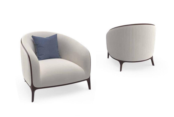 Poltrona Design Divano Monoposto in Tessuto Lounge Imbottito di Lusso Seduta Relax