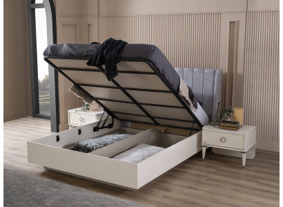 Camera da letto matrimoniale Set letto in legno 3 pezzi Bianco Comodini