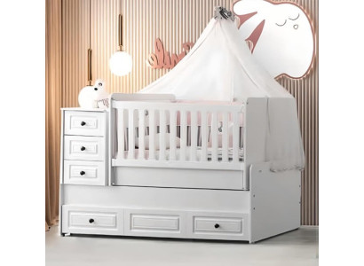 Lussuoso bianco lettino da bambino Elegante lettino in legno per la camera dei bambini nuovo