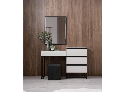 Tavolo da toeletta, tavolo per truccarsi, consolle, cassettiera, set di specchi 3 pezzi bianco