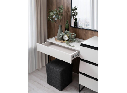 Tavolo da toeletta, tavolo per truccarsi, consolle, cassettiera, set di specchi 3 pezzi bianco