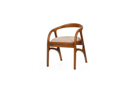 Sedia imbottita di lusso marrone con braccioli design per sala da pranzo