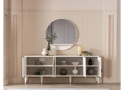 Mobile credenza con specchio Gruppo di commode in legno bianco per sala da pranzo