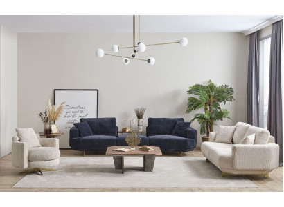 Set di divani da soggiorno 4+3+1 posti Design divano mobili tessili imbottiti nuovi