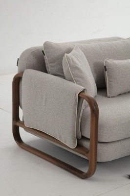 Set di divani 3 posti poltrona moderna in tessuto grigio gruppo salotto