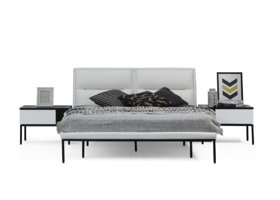 Imposta camera da letto letto matrimoniale comò comodini bianco 3 pezzi design moderno