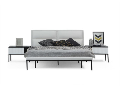 Imposta camera da letto letto matrimoniale comò comodini bianco 3 pezzi design moderno