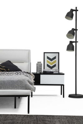 Imposta camera da letto letto matrimoniale comò comodini bianco 3 pezzi design moderno