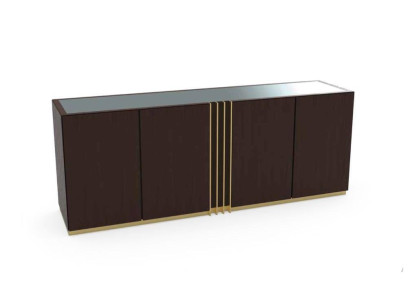 Comò soggiorno lowboard marrone credenza legno moderni mobili 208x49x80cm