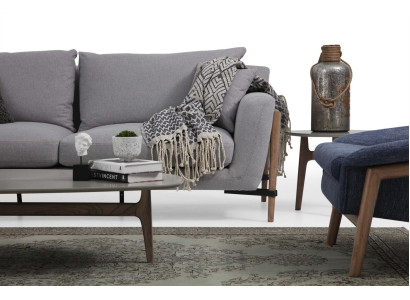 Sofà a due posti Poltrona in tessuto Grigio design moderno