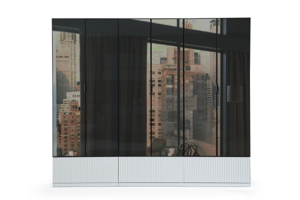 Armadio guardaroba in legno moderno bianco con specchi per camera da letto.