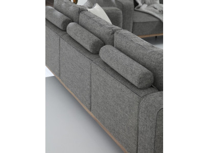 Divano a due posti con poltrona in stoffa grigia design moderno