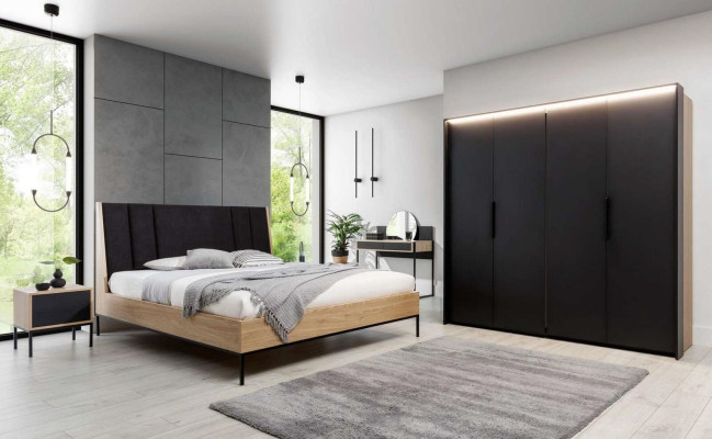 Set da camera da letto Beige Letto Elegante 2 comodini di lusso Moderno Nuovo 3 pezzi.